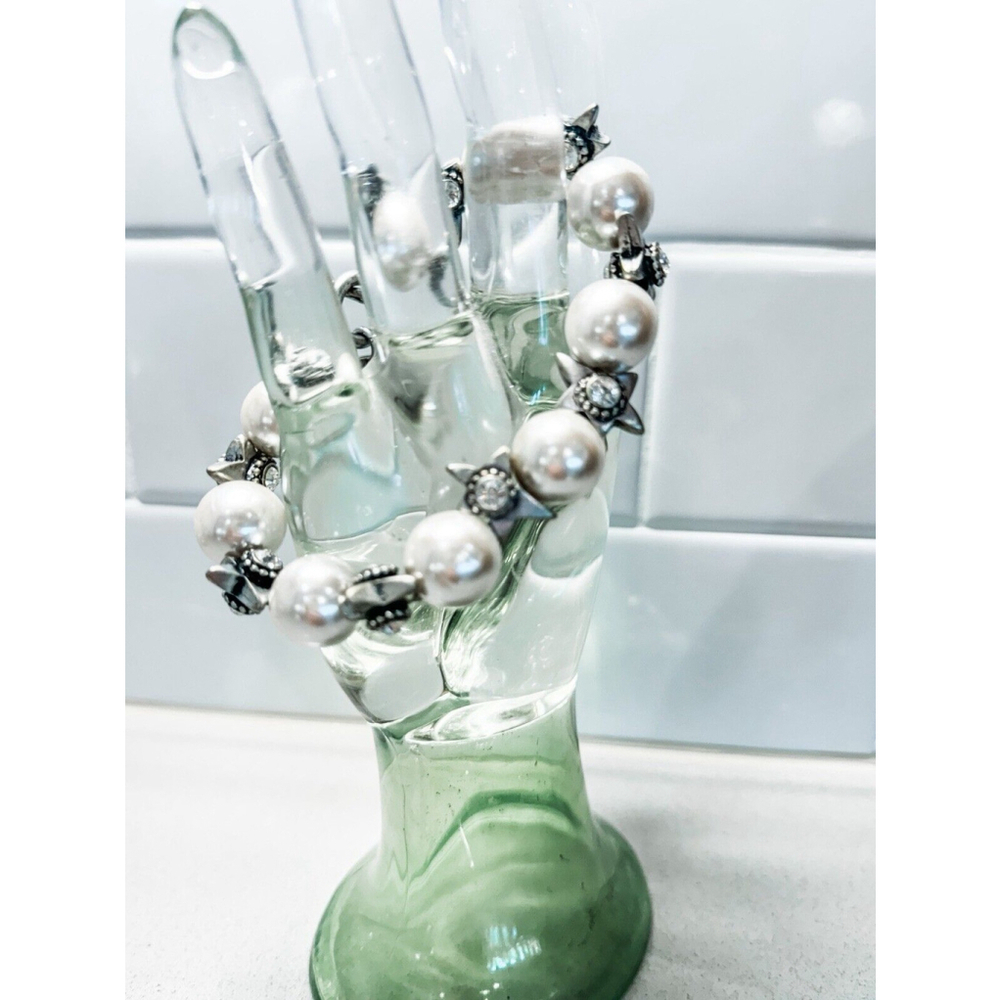 Designer Bracelet By RODRIGO OTAZU Pearl And Star Rhinestone Rare